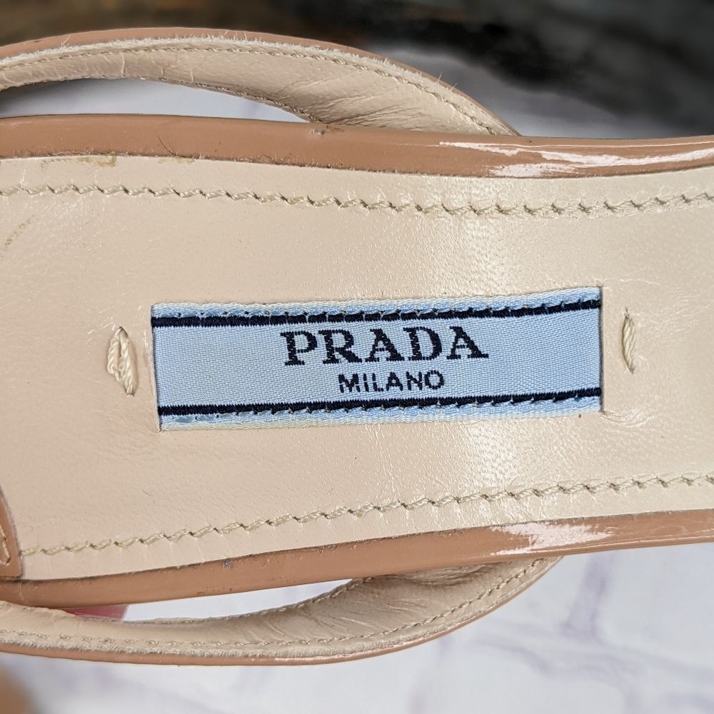 Prada Nude Criss Cross Sling Back Sandals - Picture 7 of 9